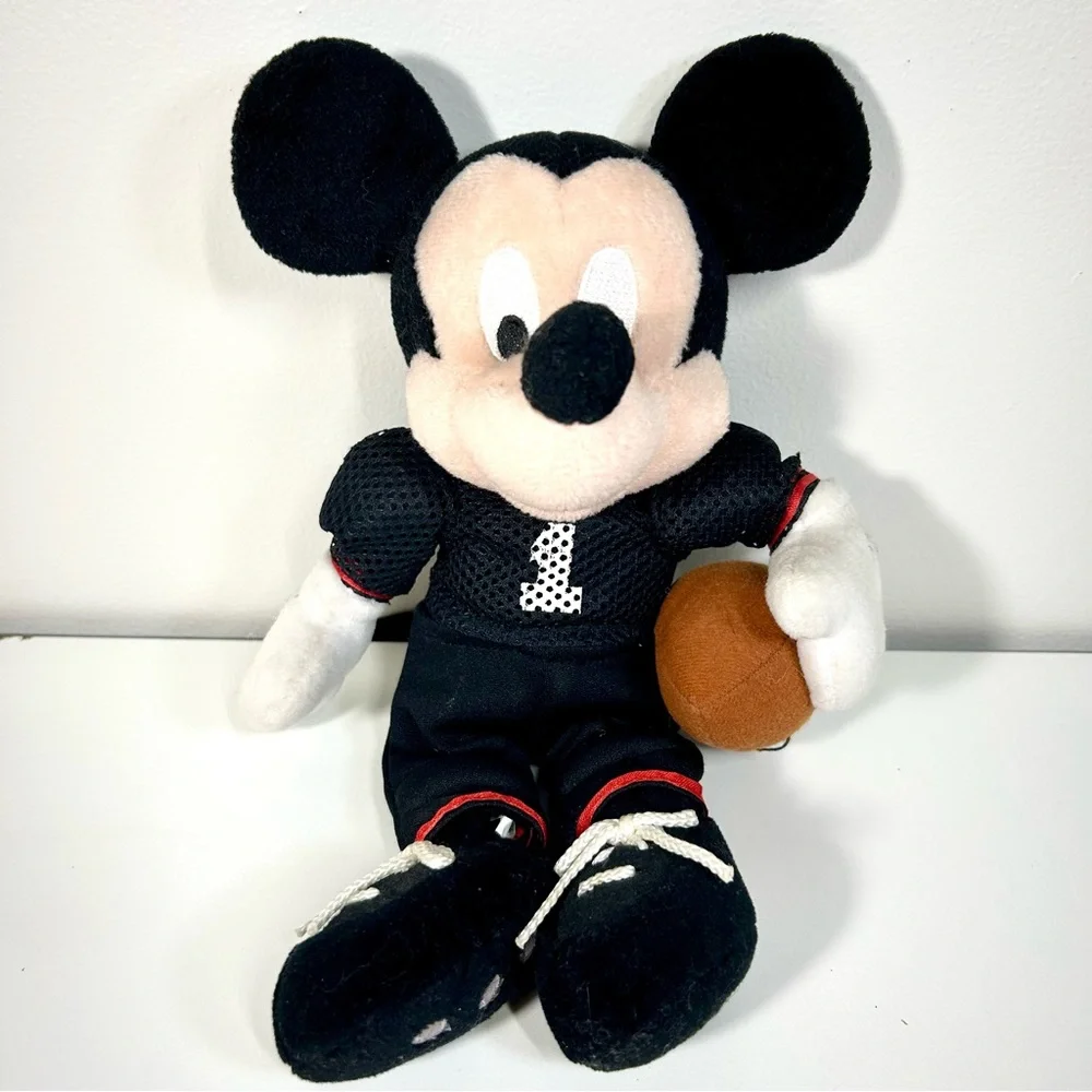 Disney Mickey Mouse Football Player Plush Black and Red Stuff‎ Animal